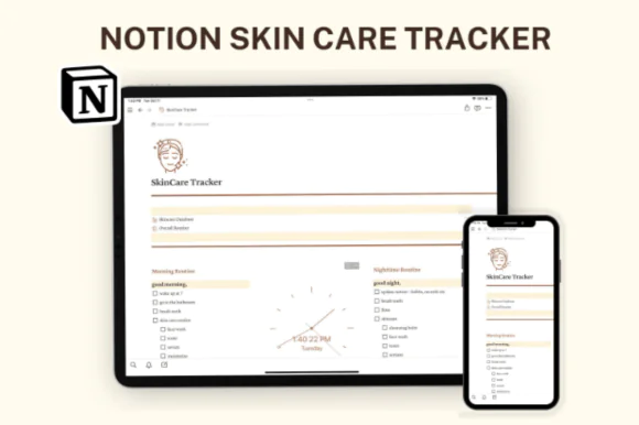 Notion Skincare Template, Notion Planner