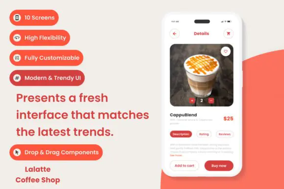 Lalatte - Coffee Shop Mobile App UI KIT