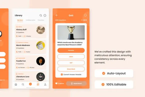 Trivio - Trivia Quiz Mobile App UI KIT