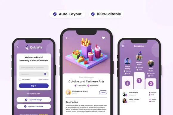 QuizWiz - Trivia Quiz Mobile App UI KIT