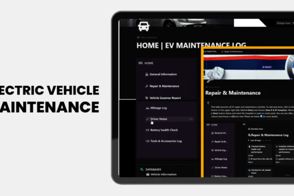 ELETRIC VEHICLE MAINTENANCE LOG - NOTION