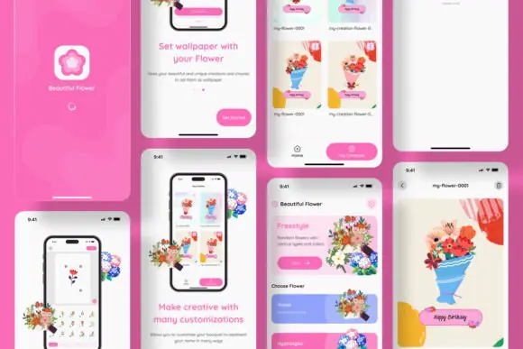 DIY Flower Language App Mobile UI KIT