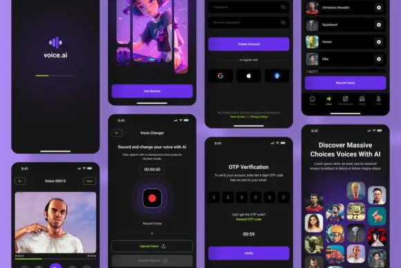 AI Voice Generator App Mobile UI KIT