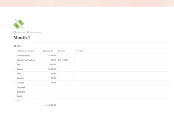 Multiple Income Streams Tracker