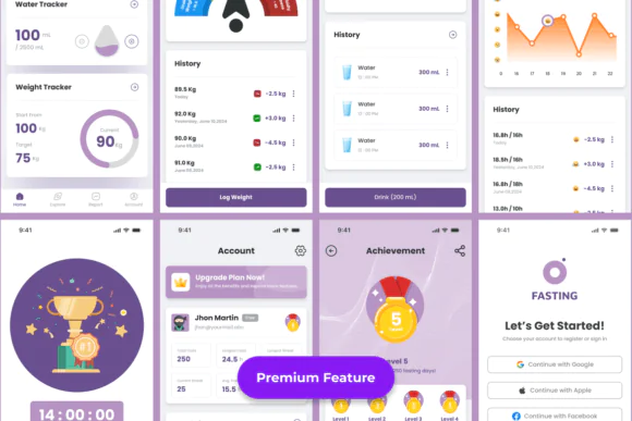 Fasting Tracker App Mobile UI KIT