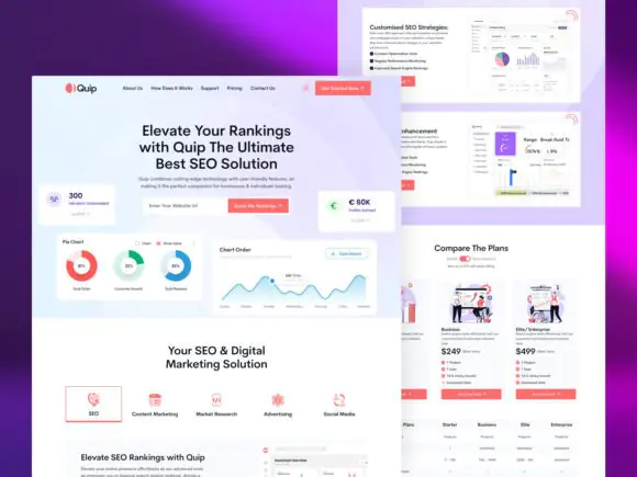 SEO Software Landing Page Design UI