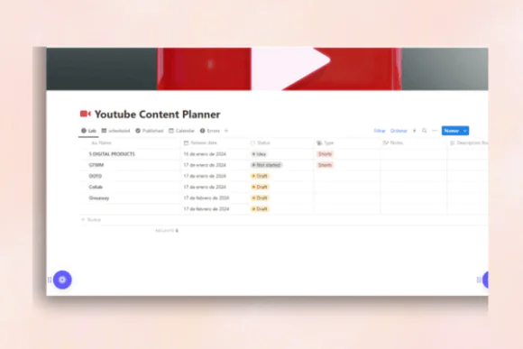 Youtube Planner Notion Template