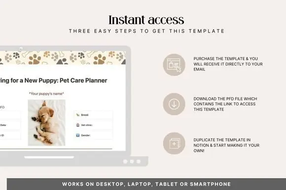 Notion Template Puppy Pet Care Planner