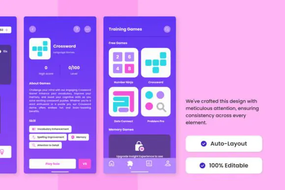 Insight - Brain Games Mobile App UI KIT